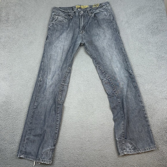 Fox Racing Jeans Mens 33x32 Dark Wash Throttle Regular Denim Moto X Straight Leg - Picture 1 of 10